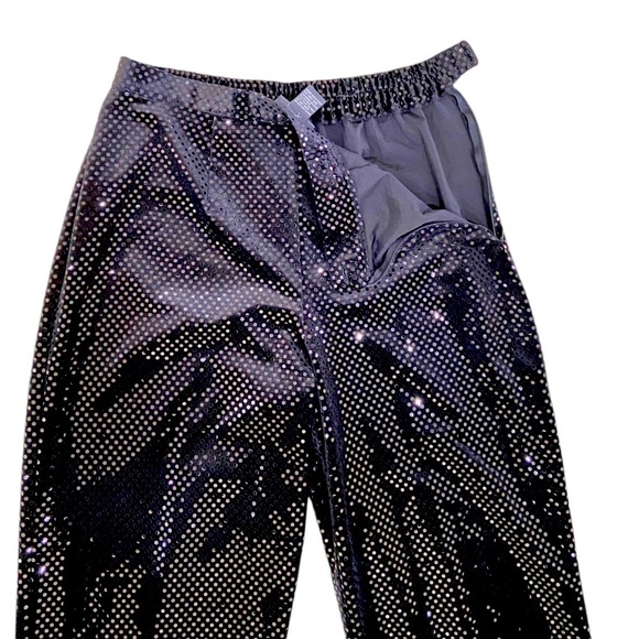 Notations black faux suede flat sequins wide leg flat front pants size medium - Picture 5 of 6